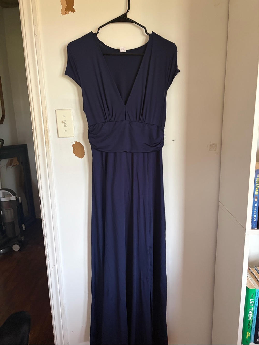 Amazon Deep Navy V-Neck Cap Sleeve Maxi Dress